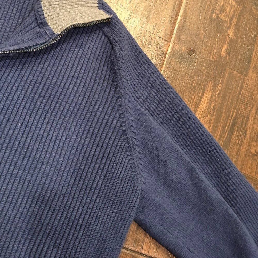 International Concepts Blue Ribbed 1/4 Zip Sweater‎ Womens S Cotton Nylon Blend - Picture 6 of 8